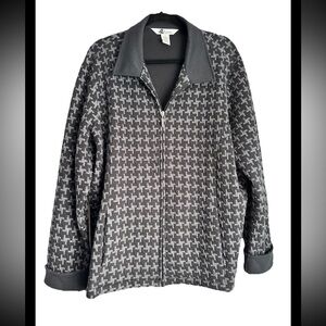 BLAST BRAND Women’s Gray Black Houndstooth Full Zip Knit Boxy Jacket Sz 1X